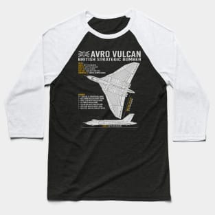 Vulcan Bomber UK Jet Aircraft RAF Airplane Plane Blueprint Baseball T-Shirt